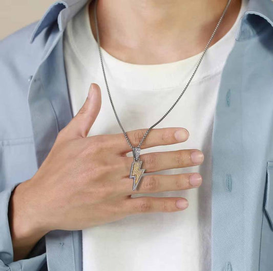 High Quality Diamond Studded Spark Pendant With Stainless Steel Chain
