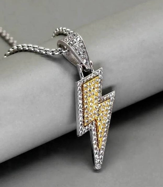 High Quality Diamond Studded Spark Pendant With Stainless Steel Chain